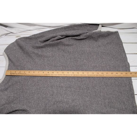 Susan Graver Women's L Gray Knit Top Sweetheart Studded Neck Rolled 3/4 Sleeve - Picture 11 of 12